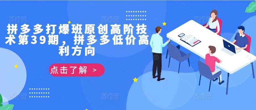 拼多多打爆班原创高阶技术第39期，拼多多低价高利方向|无忧资源社