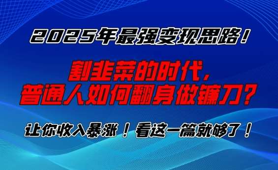 2025年最强变现思路，割韭菜的时代， 普通人如何翻身做镰刀？【揭秘】|无忧资源社