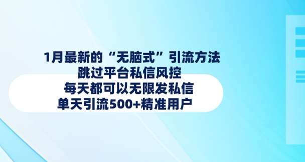 1月最新的无脑式引流方法，跳过平台私信风控，每天都可以无限发私信，单天引流500+精准用户|无忧资源社