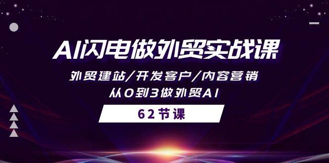 （10049期）AI闪电做外贸实战课，外贸建站/开发客户/内容营销/从0到3做外贸AI-62节|无忧资源社