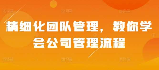 精细化团队管理，教你学会公司管理流程|无忧资源社