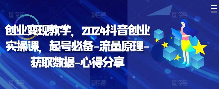 创业变现教学，2024抖音创业实操课，起号必备-流量原理-获取数据-心得分享|无忧资源社