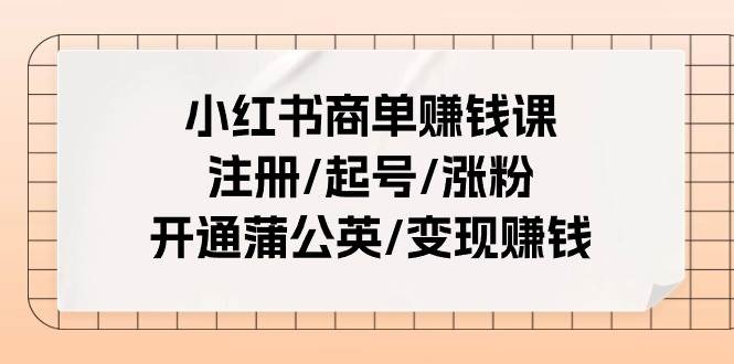 （11130期）小红书商单赚钱课：注册/起号/涨粉/开通蒲公英/变现赚钱（25节课）|无忧资源社