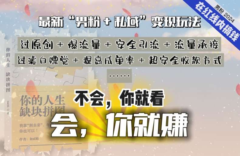 2024，“男粉+私域”还是最耐造、最赚、最轻松、最愉快的变现方式【揭秘】|无忧资源社