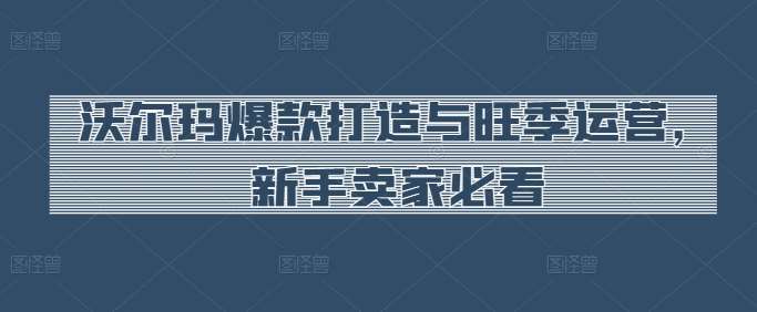 沃尔玛爆款打造与旺季运营，新手卖家必看|无忧资源社