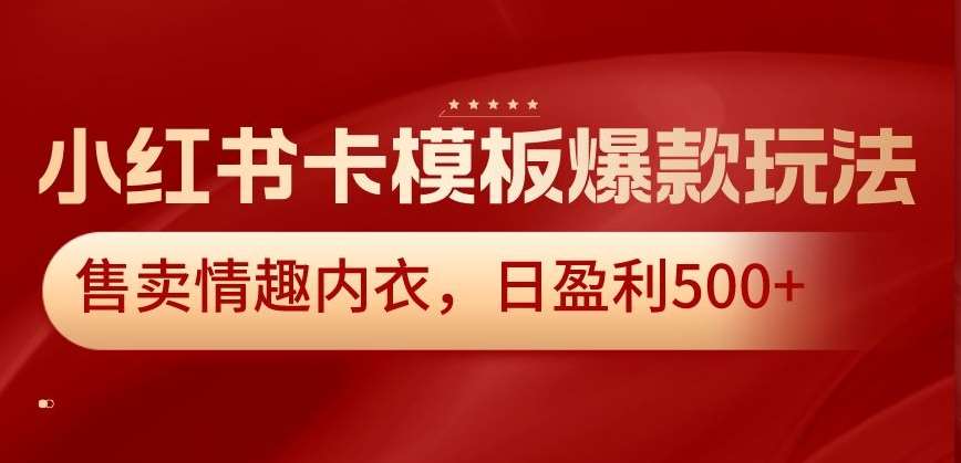 小红书卡模板爆款玩法，售卖情趣内衣，日盈利500+【揭秘】|无忧资源社