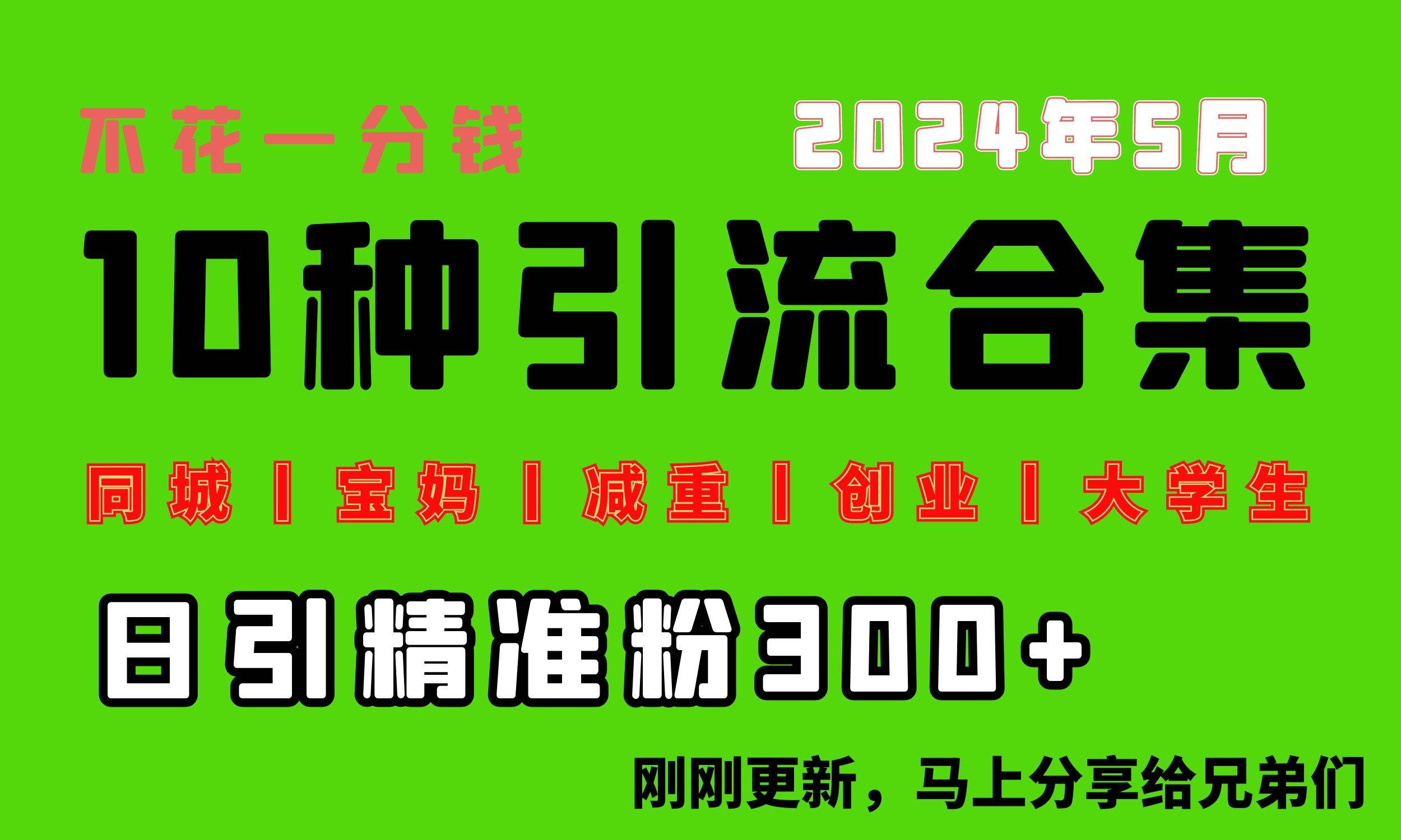 （10545期）0投入，每天搞300+“同城、宝妈、减重、创业、大学生”等10大流量！|无忧资源社