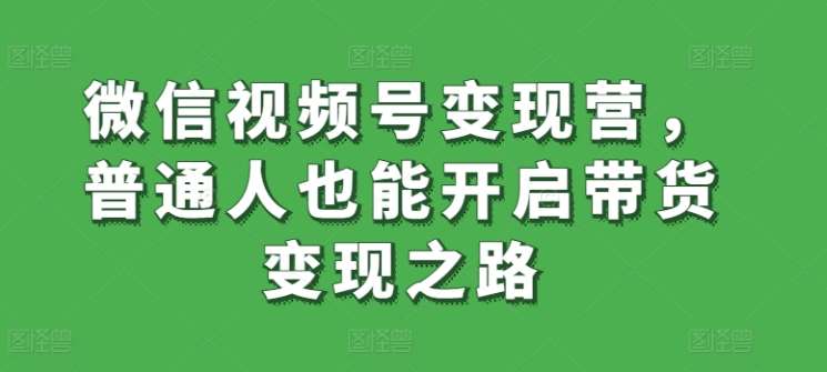 微信视频号变现营，普通人也能开启带货变现之路|无忧资源社