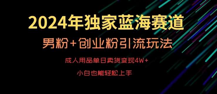2024年独家蓝海赛道，成人用品单日卖货变现4W+，男粉+创业粉引流玩法，不愁搞不到流量【揭秘】|无忧资源社