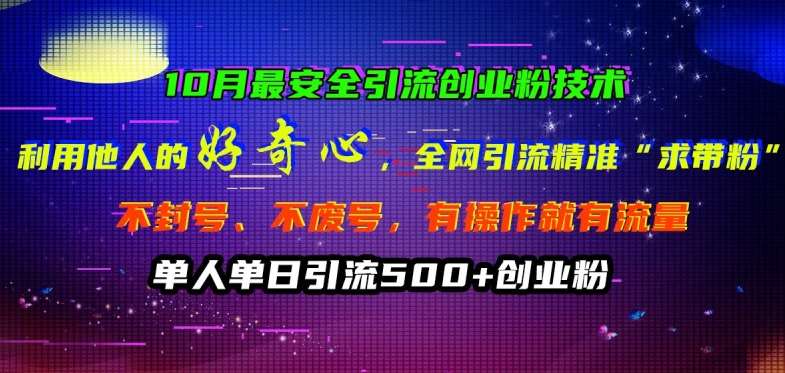 10月最安全引流创业粉技术，利用他人的好奇心全网引流精准“求带粉”不封号、不废号【揭秘】|无忧资源社