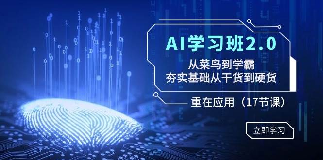 AI学习班2.0：从菜鸟到学霸，夯实基础从干货到硬货，重在应用（17节课）|无忧资源社