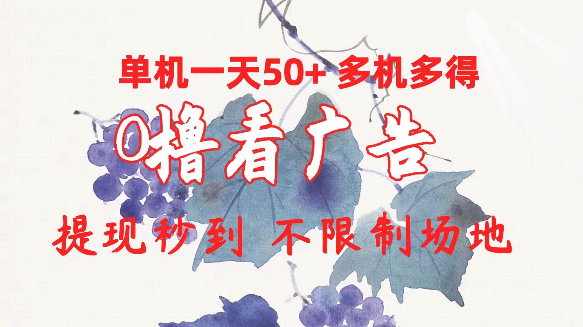 （10241期）0撸看广告 单机一天50+多机多得 提现秒到 不限制场地操作|无忧资源社