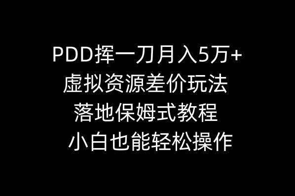 （8849期）PDD挥一刀月入5万+，虚拟资源差价玩法，落地保姆式教程，小白也能轻松操作|无忧资源社