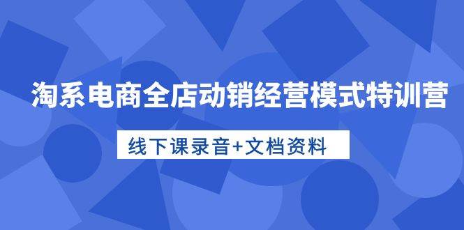 （10192期）淘系电商全店动销经营模式特训营，线下课录音+文档资料|无忧资源社