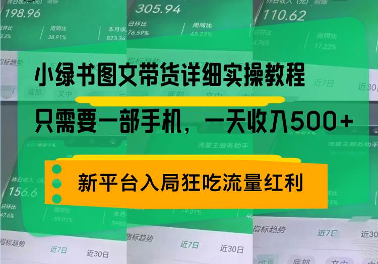 （13509期）小绿书图文带货详细实操教程，只需要一部手机，一天收入500+，轻松变现|无忧资源社