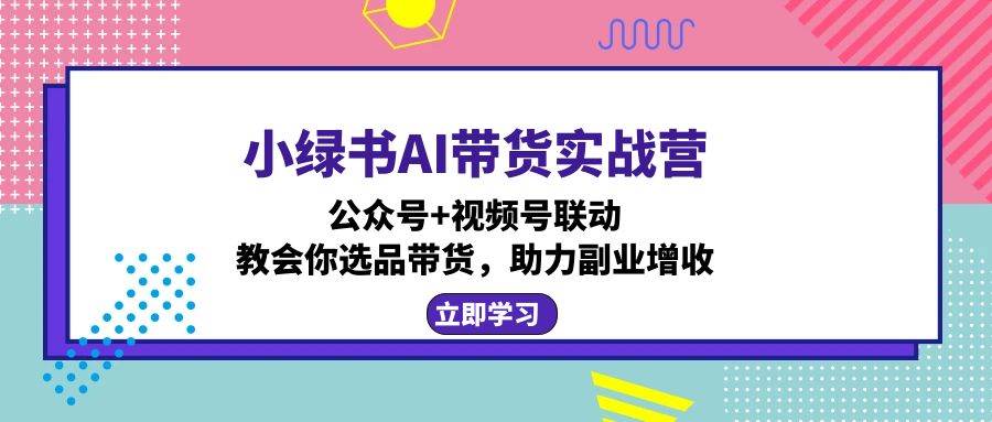 （12848期）小绿书AI带货实战营：公众号+视频号联动，教会你选品带货，助力副业增收|无忧资源社