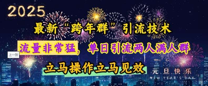 最新“跨年群”引流，流量非常猛，单日引流两人满人群，立马操作立马见效【揭秘】|无忧资源社