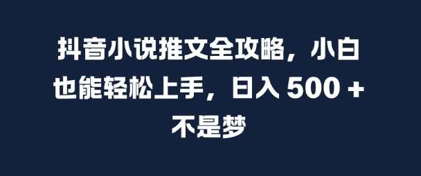 抖音小说推文全攻略，小白也能轻松上手，日入 5张+ 不是梦【揭秘】|无忧资源社