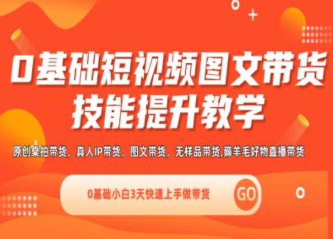 0基础短视频图文带货实操技能提升教学(直播课+视频课),0基础小白3天快速上手做带货|无忧资源社