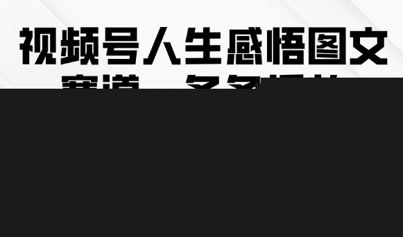 视频号人生感悟图文赛道，条条播放10w+，这个方法做视频号太牛了|无忧资源社