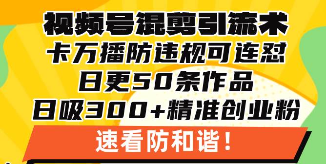 （13400期）视频号混剪引流技术，500万播放引流17000创业粉，操作简单当天学会|无忧资源社