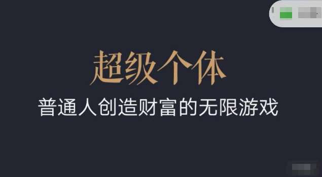 超级个体2024-2025翻盘指南，普通人创造财富的无限游戏|无忧资源社