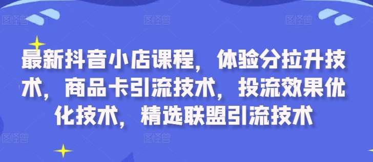 最新抖音小店课程，体验分拉升技术，商品卡引流技术，投流效果优化技术，精选联盟引流技术|无忧资源社