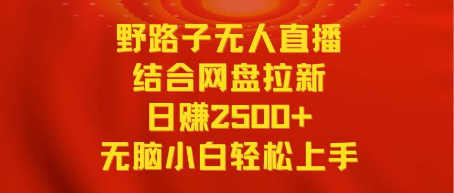 （9025期）无人直播野路子结合网盘拉新，日赚2500+多平台变现，小白无脑轻松上手操作|无忧资源社