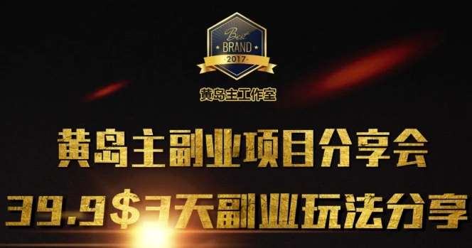 黄岛主副业分享会1期：3天3个副业玩法，速度上车|无忧资源社