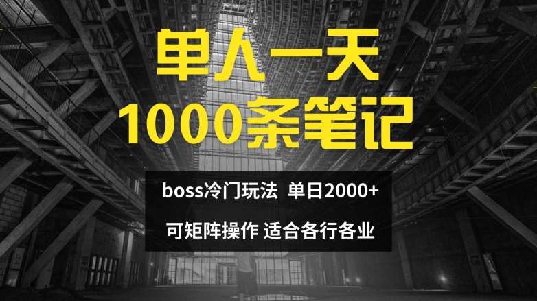 单人一天1000条笔记，日入2000+，BOSS直聘的正确玩法【揭秘】|无忧资源社