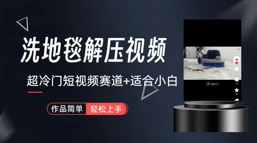 超冷门抖音赛道-清洗地毯解压视频-简单无脑怼作品|无忧资源社