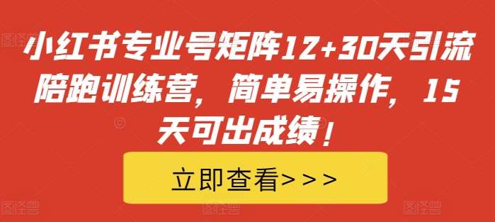 小红书专业号矩阵12+30天引流陪跑训练营，简单易操作，15天可出成绩!|无忧资源社