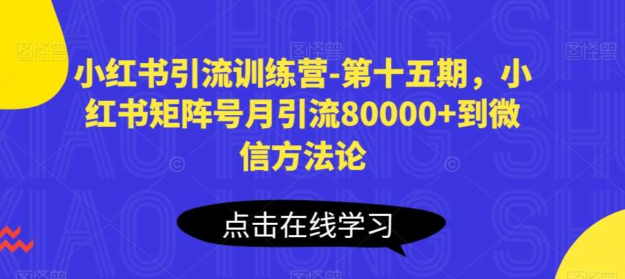 小红书引流训练营-第十五期，小红书矩阵号月引流80000+到微信方法论|无忧资源社