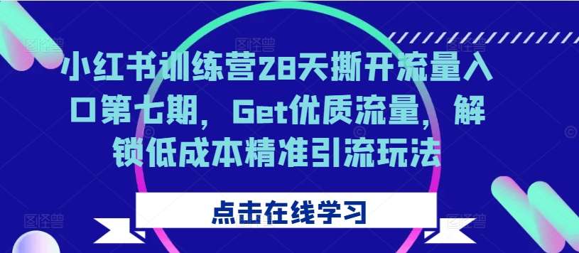 小红书训练营28天撕开流量入口第七期，Get优质流量，解锁低成本精准引流玩法|无忧资源社