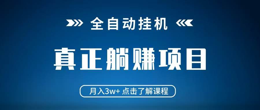 全自动挂机项目 月入3w+ 真正躺平项目 不吃电脑配置 当天见收益|无忧资源社
