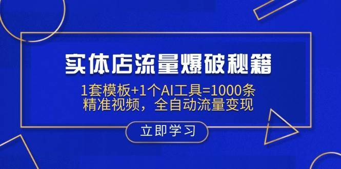 实体店流量爆破秘籍：1套模板+1个AI工具=1000条精准视频，全自动流量变现|无忧资源社
