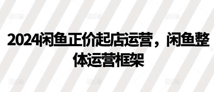 2024闲鱼正价起店运营，闲鱼整体运营框架|无忧资源社