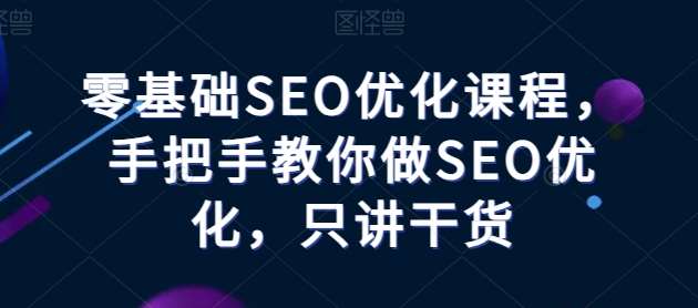 零基础SEO优化课程，手把手教你做SEO优化，只讲干货|无忧资源社