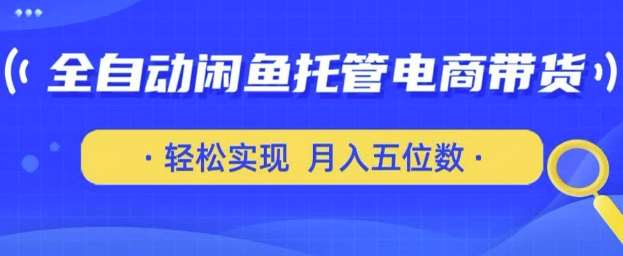 全自动闲鱼托管式电商带货，只需一部安卓手机和一个闲鱼号，轻松实现月入五位数【揭秘】|无忧资源社