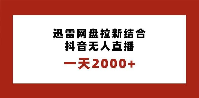 （8551期）一天2000+迅雷网盘拉新结合抖音无人直播，独创玩法保姆级教学|无忧资源社