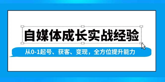（13963期）自媒体成长实战经验，从0-1起号、获客、变现，全方位提升能力|无忧资源社