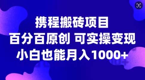 携程搬砖项目，百分百原创，可实操变现，新手小白月入1k+【揭秘】|无忧资源社