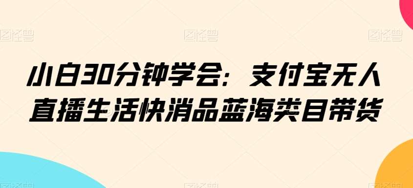 小白30分钟学会：支付宝无人直播生活快消品蓝海类目带货【揭秘】|无忧资源社