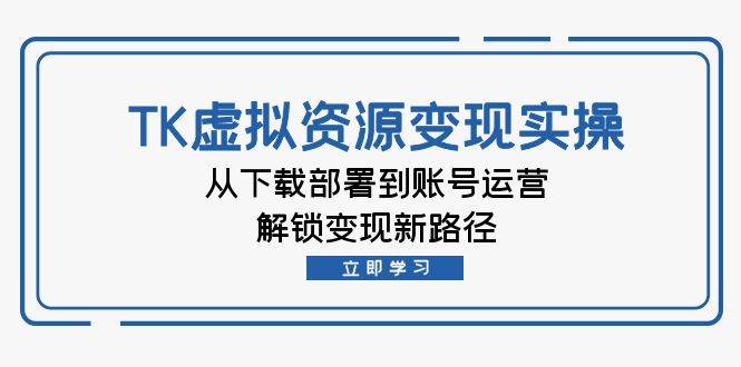 （12770期）TK虚拟资料变现实操：从下载部署到账号运营，解锁变现新路径|无忧资源社