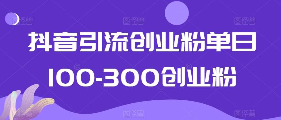 抖音引流创业粉单日100-300创业粉【揭秘】|无忧资源社