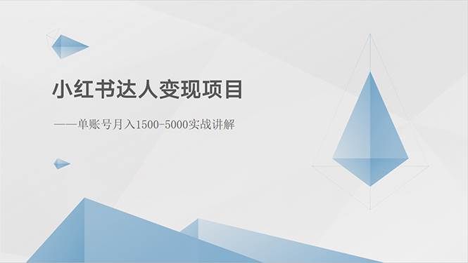 （10720期）小红书达人变现项目：单账号月入1500-3000实战讲解|无忧资源社