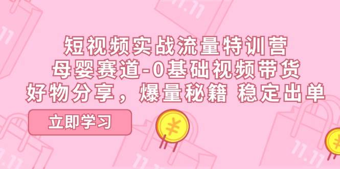 （11373期）短视频实战流量特训营，母婴赛道-0基础带货，好物分享，爆量秘籍 稳定出单|无忧资源社