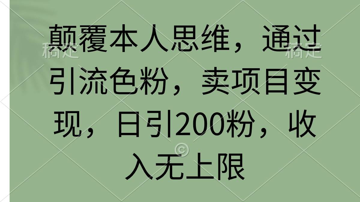 （9523期）颠覆本人思维，通过引流色粉，卖项目变现，日引200粉，收入无上限|无忧资源社
