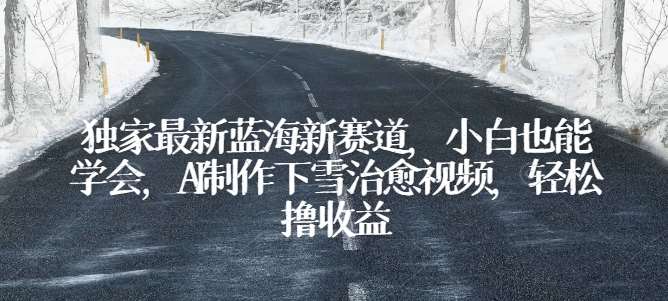 独家最新蓝海新赛道，小白也能学会，AI制作下雪治愈视频，轻松撸收益【揭秘】|无忧资源社