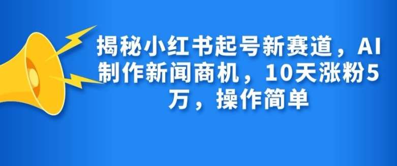 揭秘小红书起号新赛道，AI制作新闻商机，10天涨粉1万，操作简单|无忧资源社